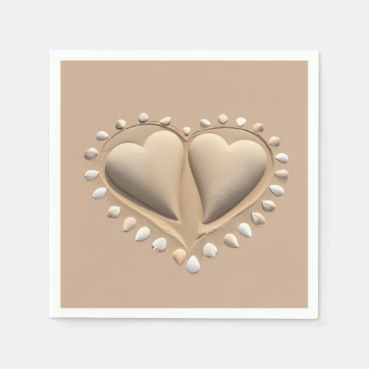 Beach Wedding Sand Hearts- Serviette (Vorderseite)