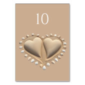 Beach Wedding Sand Hearts- Tischnummer (Vorderseite)