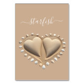 Beach Wedding Sand Hearts- Tischnummer (Vorderseite)