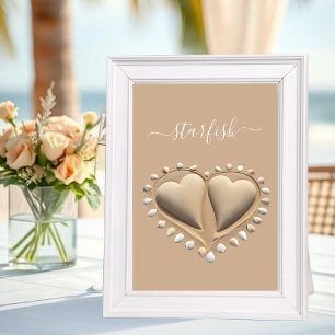 Beach Wedding Sand Hearts- Tischnummer