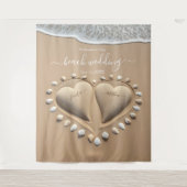 Beach Wedding Sand Hearts Wandteppich (Vorderseite)