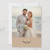 Beach Wedding Sand Hearts with Photo Einladung (Vorderseite)