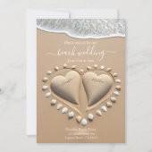 Beach Wedding-Sand Herz Einladung (Vorderseite)