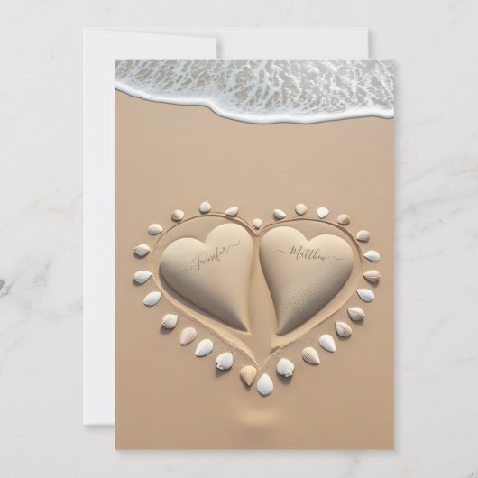 Beach Wedding-Sand Herz Einladung (Rückseite)