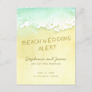 Beach Wedding Sand Ocean Waves Save the Date Ankündigungspostkarte
