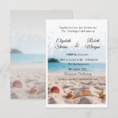 Beach Wedding, Sand, Seashells Einladung (Vorne/Hinten)
