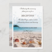 Beach Wedding, Sand, Seashells Empfang Einladung (Vorne/Hinten)