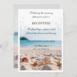Beach Wedding, Sand, Seashells Empfang Einladung