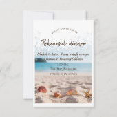 Beach Wedding, Sand, Seashells Probe Dinner Einladung (Vorderseite)