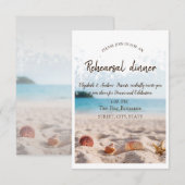 Beach Wedding, Sand, Seashells Probe Dinner Einladung (Vorne/Hinten)