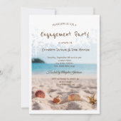 Beach Wedding, Sand, Seashells Verlobung Einladung (Vorderseite)