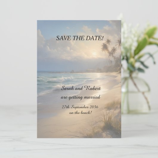 Beach Wedding Save the Date (Stehend Vorderseite)