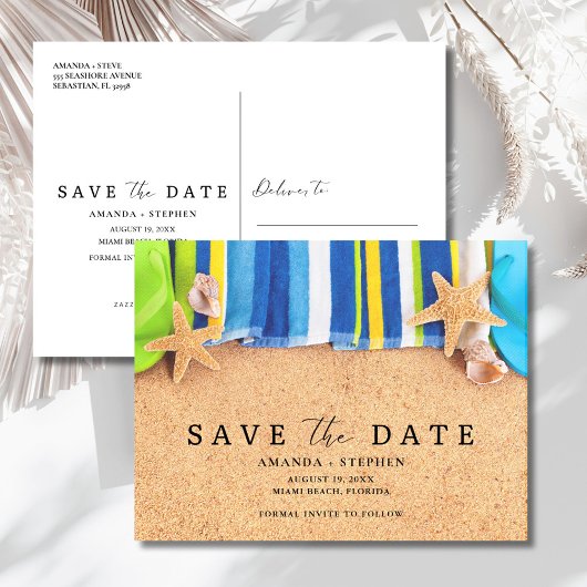 Beach Wedding Save The Date Ankündigungspostkarte