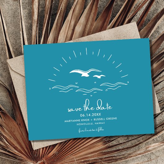 Beach Wedding Save the Date Ankündigungspostkarte