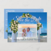 Beach Wedding Save the Date Ankündigungspostkarte (Vorne/Hinten)