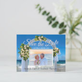 Beach Wedding Save the Date Ankündigungspostkarte (Stehend Vorderseite)