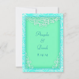 Beach Wedding Save the Date Aqua und Green Waves