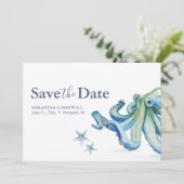 Beach Wedding Save The Date Card Ocean (Stehend Vorderseite)