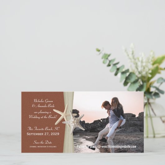 Beach Wedding Save the Date Foto (Stehend Vorderseite)