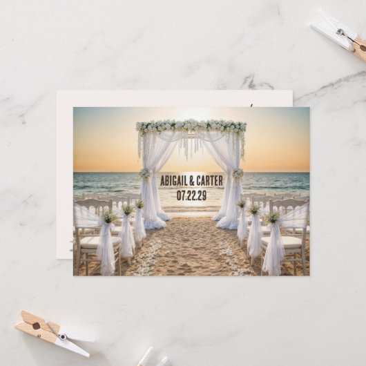 Beach Wedding Save the Date Karte (Vorderseite/Rückseite Beispiel)