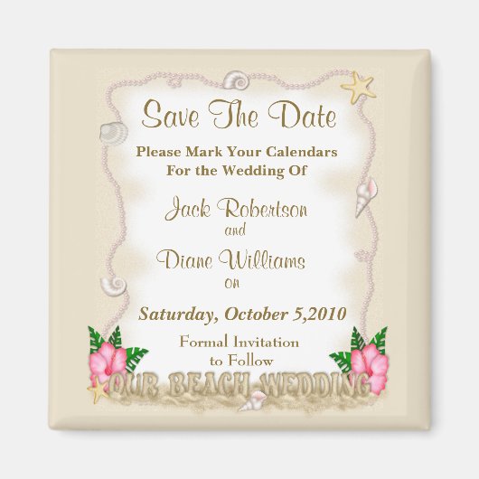 Beach Wedding Save the Date Magnet (Vorne)
