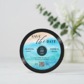 Beach Wedding Save the Date Music Lover Record QR (Stehend Vorderseite)