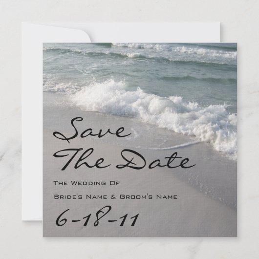 Beach Wedding Save the Date - Ocean Waves & Sand (Vorderseite)