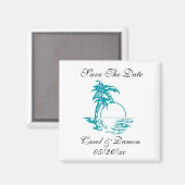 Beach Wedding Save the Date Palm Tree Sunset Magne Magnet (Vorderseite/Rückseite)