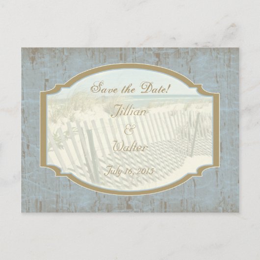 Beach Wedding Save the Date Postcard Ankündigungspostkarte (Vorderseite)