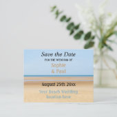 Beach Wedding Save the Date Postcard Ankündigungspostkarte (Stehend Vorderseite)