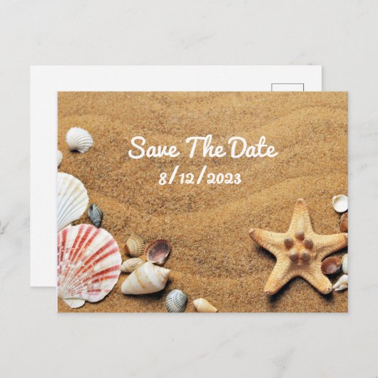 Beach Wedding Save the Date Postcard Postkarte (Vorne/Hinten)