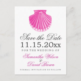 Beach Wedding Save the Date Scallop Muschel Pink Ankündigungspostkarte