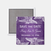 Beach Wedding Save the Date Starfish Lila Magnet (Vorderseite/Rückseite)