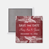Beach Wedding Save the Date Starfish Red Magnet (Vorderseite/Rückseite)