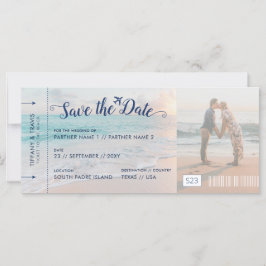 Beach Wedding Save the Date Ticket