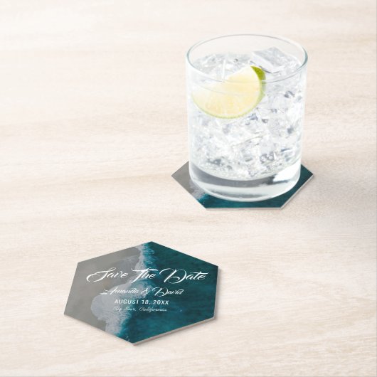 Beach Wedding Save the Date Untersetzer (Vor Ort)