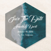 Beach Wedding Save the Date Untersetzer (Vorderseite)