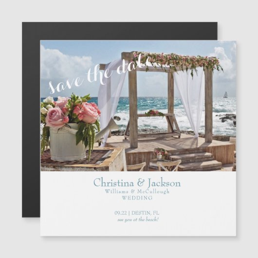 Beach Wedding Save the Date Wedding Magneteinladung (Vorne/Hinten)