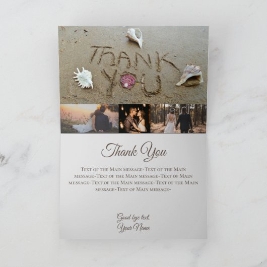 Beach Wedding Seashell Foto Collage Danke (Innenseite)