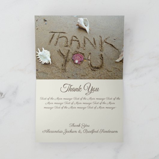 Beach Wedding Seashell Foto Collage Dankeskarte (Innenseite)