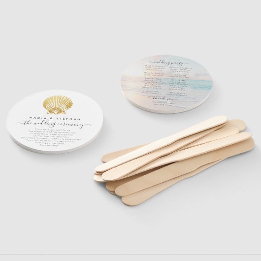 Beach Wedding Seashell Foto Program Fan Fächer (Non-assembled)