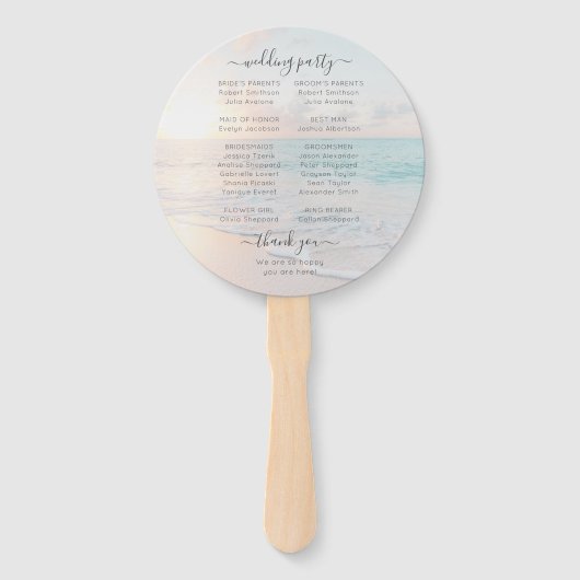 Beach Wedding Seashell Foto Program Fan Fächer (Rückseite)