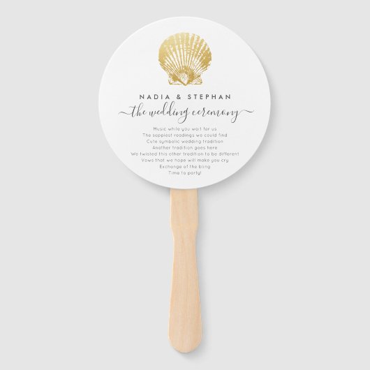 Beach Wedding Seashell Foto Program Fan Fächer (Vorderseite)