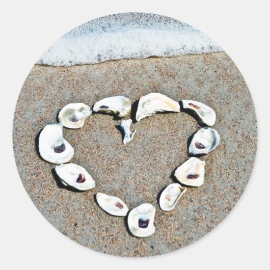 Beach Wedding Seashell Heart Untersetzer Runder Aufkleber (Vorderseite)