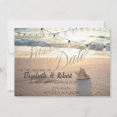 Beach Wedding, Seashell String Light Save the Date (Vorderseite)