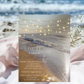 Beach Wedding Seashell String Lights Brautparty Einladung