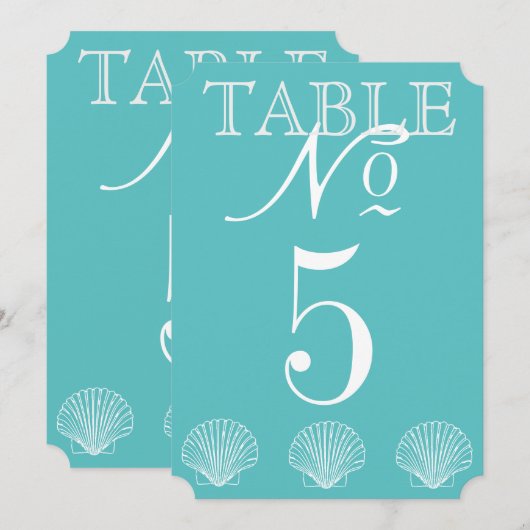 Beach Wedding Seashell Tischnummer Card (Vorne/Hinten)