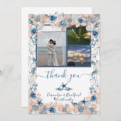 Beach Wedding Seashell und Rose Foto Vielen Dank Dankeskarte (Vorne/Hinten)