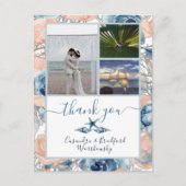 Beach Wedding Seashell und Rose Foto Vielen Dank Postkarte (Vorderseite)