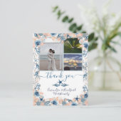 Beach Wedding Seashell und Rose Foto Vielen Dank Postkarte (Stehend Vorderseite)